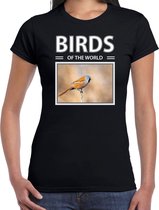 Dieren foto t-shirt Baardmannetje vogel - zwart - dames - birds of the world - cadeau shirt Baardmannetjes liefhebber 2XL