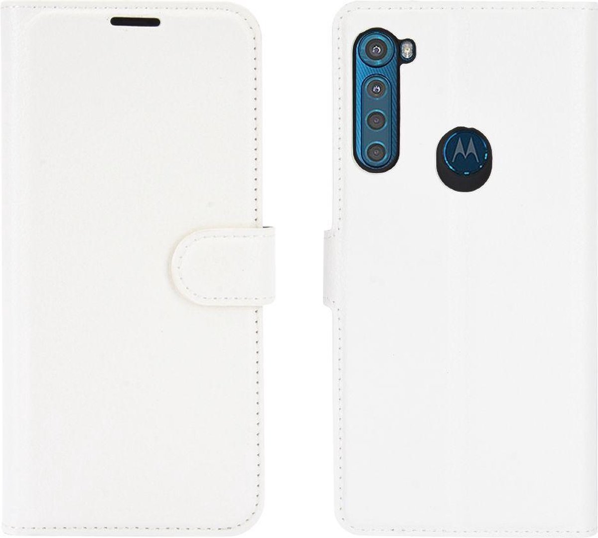 Mobigear Telefoonhoesje geschikt voor Motorola One Fusion Plus Hoesje | Mobigear Classic Bookcase Portemonnee | Pasjeshouder voor 3 Pasjes | Telefoonhoesje voor Pinpas / OV Kaart / Rijbewijs - Wit