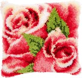 Roze roos met roosknop Knoopkussen pakket