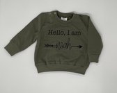 Sweater Hello i am - Leger groen, 80