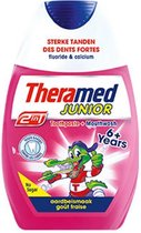 12x Theramed Tandpasta 2 in1 Junior Aardbeismaak 6+ 75 ml