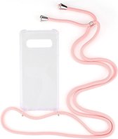 Shop4 - Samsung Galaxy S10 5G Hoesje - Zachte Back Case met Koord Roze