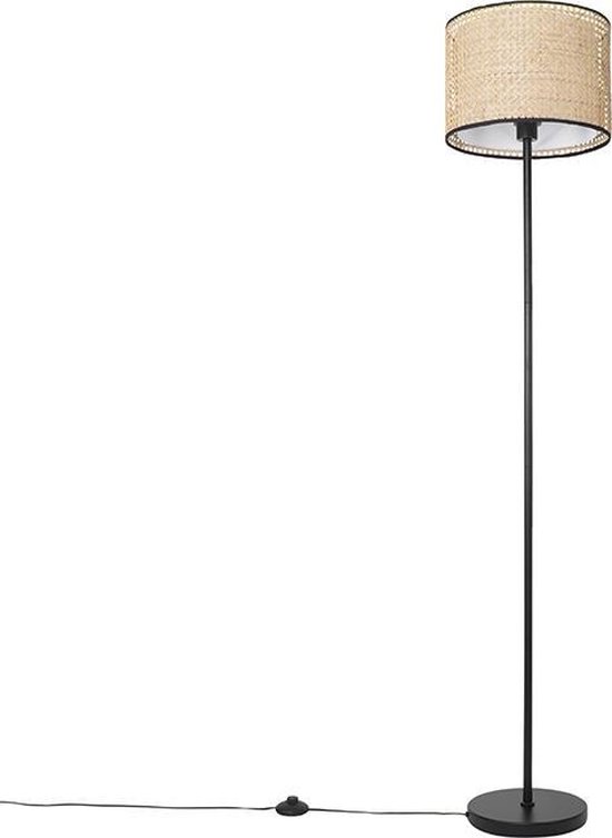 QAZQA kata - Landelijke Vloerlamp | Staande Lamp - 1 lichts - H 165 cm - Naturel - Woonkamer | Slaapkamer | Keuken