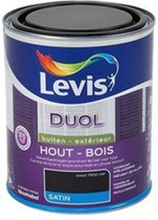 Levis Peinture pour couche de fond And Laque 2 = 1 'Duol' Zwart Satiné Brillant 750 Ml