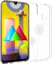 iMoshion Hoesje Geschikt voor Samsung Galaxy M31 Hoesje Siliconen - iMoshion Design hoesje - Wit / Transparant / Dandelion