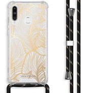 iMoshion Design hoesje met koord voor de Huawei P30 Lite - Bladeren - Goud / Zwart