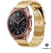 Stalen smartwatch bandje - Metalen bandje geschikt voor Samsung Galaxy Watch 3 - 41mm / Galaxy Watch 1 - 42mm / Samsung Gear Sport / Samsung Galaxy Watch Active & Active 2 bandje staal goud