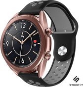 Siliconen Smartwatch bandje - Geschikt voor  Samsung Galaxy Watch 3 sport band 41mm - zwart/grijs - Strap-it Horlogeband / Polsband / Armband