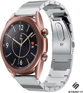 Stalen smartwatch bandje - Metalen bandje geschikt voor Samsung Galaxy Watch 3 - 41mm / Galaxy Watch 1 - 42mm / Samsung Gear Sport / Samsung Galaxy Watch Active & Active 2 bandje staal zilver