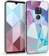 kwmobile telefoonhoesje voor Huawei Mate 20 - Hoesje voor smartphone in lichtblauw / poederroze / blauw - Asymmetrische Driehoeken design