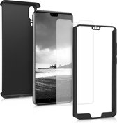 kwmobile 360 graden hoesje voor Huawei P20 - volledige bescherming met screenprotector - metallic zwart