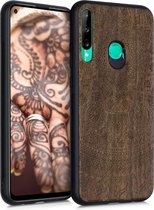 kwmobile telefoonhoesje compatibel met Huawei P40 Lite E - Hoesje met bumper in donkerbruin - walnoothout - Indian Sun design