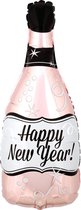 Anagram Folieballon Champagnefles 25 X 66 Cm Roze/zwart/wit