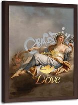 Foto in frame , Vrouw op sofa , Historisch Tafereel, 70x100cm , Multikleur , wanddecoratie