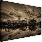 Schilderij Wolken weerspiegeling, 2 maten, bruin, Premium print