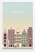 JUNIQE - Poster in houten lijst Amsterdam - retro -30x45 /Bruin