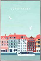 JUNIQE - Poster met kunststof lijst Kopenhagen - retro -20x30