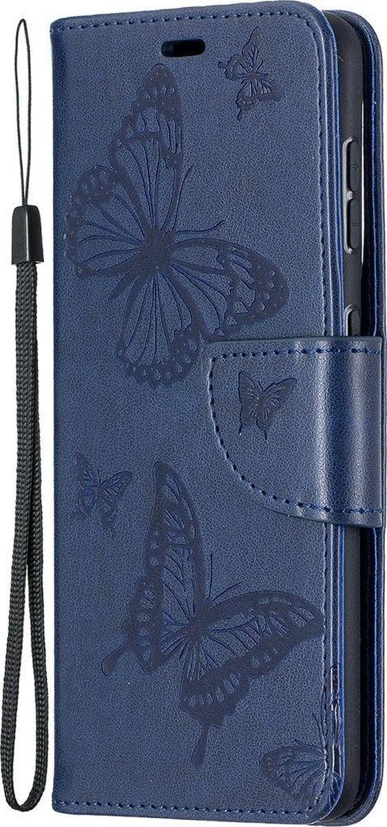 Mobigear Telefoonhoesje geschikt voor Samsung Galaxy S21 Hoesje | Mobigear Butterfly Bookcase Portemonnee | Pasjeshouder voor 2 Pasjes | Telefoonhoesje voor Pinpas / OV Kaart / Rijbewijs - Blauw