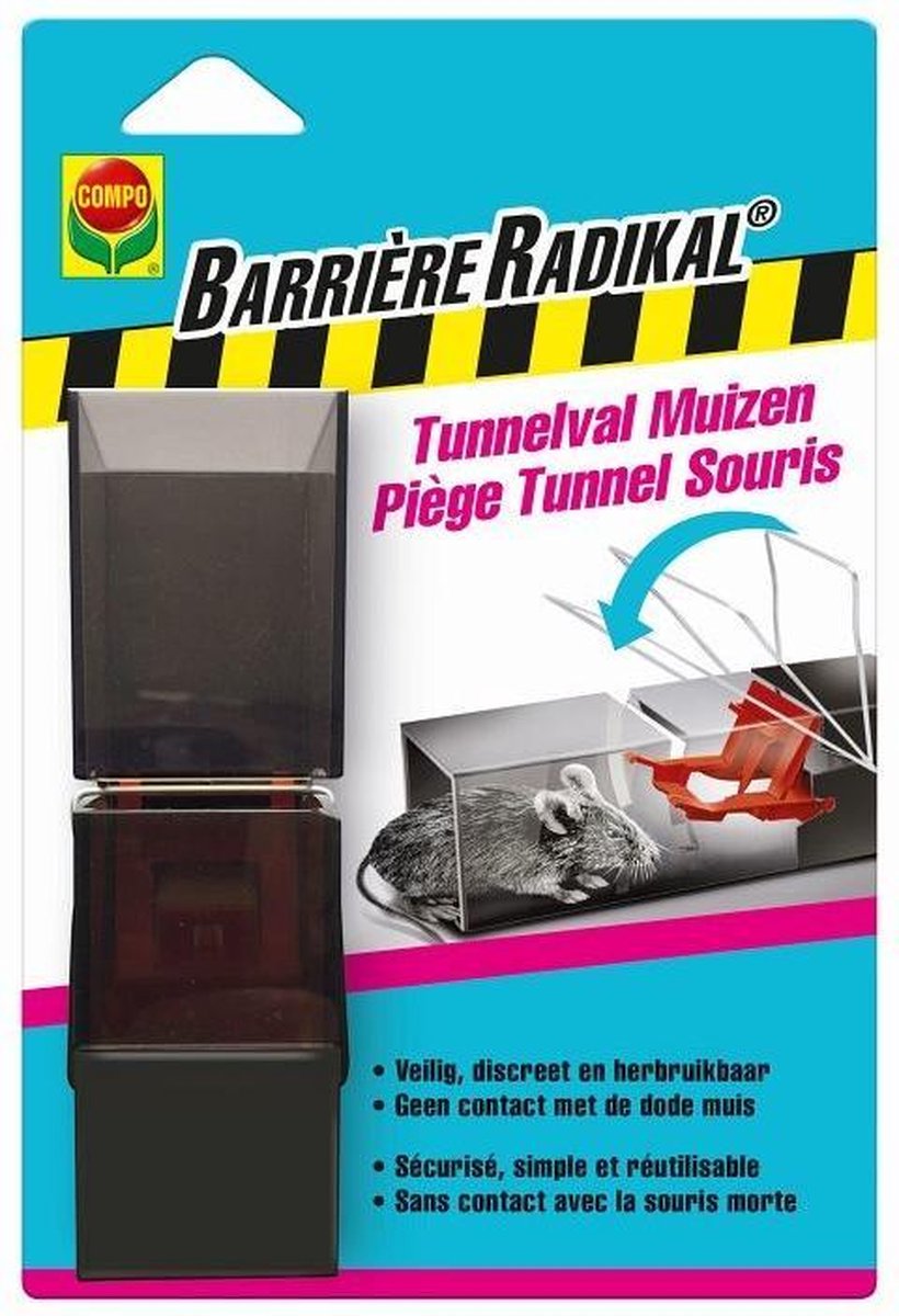 Barrière Radikal Tunnelval Muizen - veilig, discreet en herbruikbaar - geen contact met de doze muis - 1 stuk