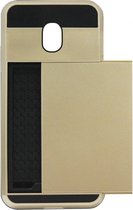 ADEL Kunststof Back Cover Hardcase Hoesje Geschikt voor Samsung Galaxy J3 (2017) - Pasjeshouder Goud