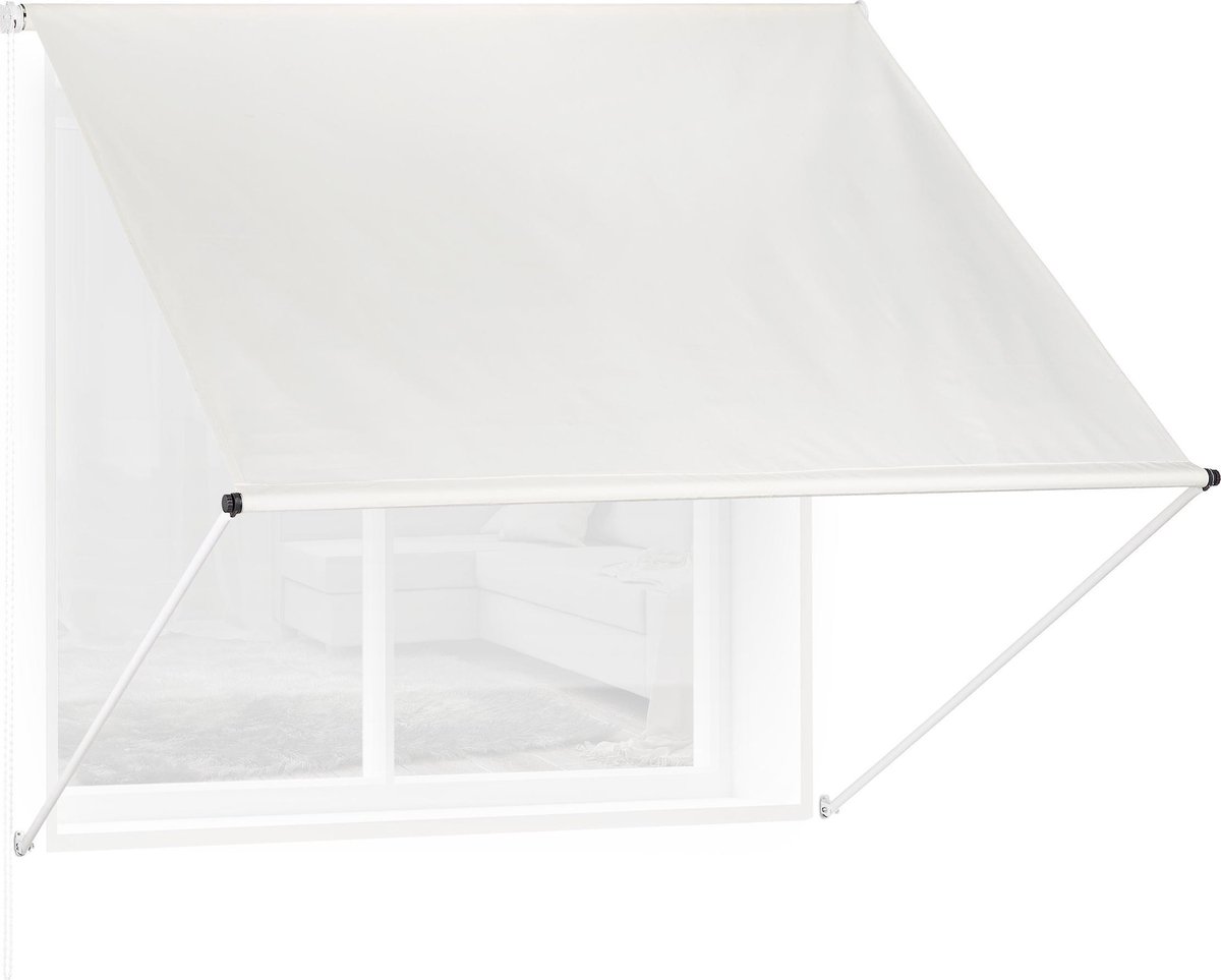 Relaxdays zonnescherm - uitvalscherm - zonneluifel raam - markies - zonwering - beige - 150 x 120 cm