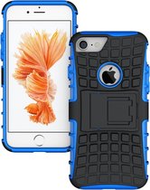 GadgetBay Blauw zwarte hybride standaard case iPhone 7 8 hoesje cover shockproof