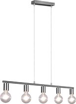 LED Hanglamp - Trion Zuncka - E27 Fitting - 5-lichts - Rechthoek - Mat Nikkel - Aluminium - BSE