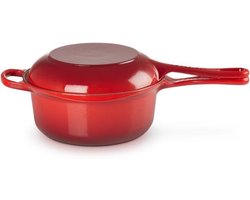 LE CREUSET - Gietijzer - 2-IN-1 Steelpan 22cm Kersenrood