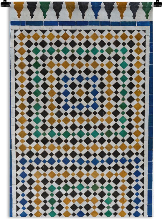 Wandkleed Marokkaanse mozaïek - Een Marrokkaanse mozaïek wat op een soort van doolhof lijkt Wandkleed katoen 120x180 cm - Wandtapijt met foto XXL / Groot formaat!