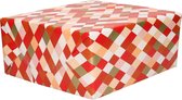 1x Inpakpapier/cadeaupapier roze/rood/goud/oranje ruiten motief 200 x 70 cm rol - 200 x 70 cm - kadopapier / inpakpapier