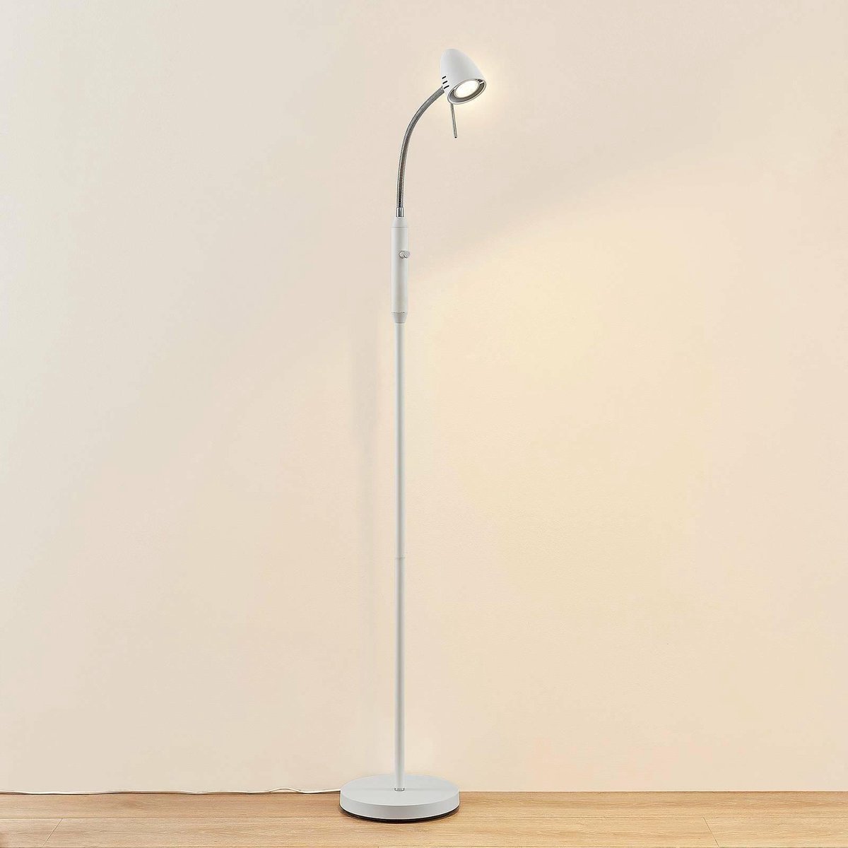 Lindby - LED vloerlamp- met dimmer - 1licht - ijzer - H: 142 cm - GU10 - wit - Inclusief lichtbron
