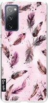 Casetastic Samsung Galaxy S20 FE 4G/5G Hoesje - Softcover Hoesje met Design - Feathers Pink Print