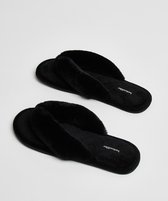 Hunkemöller Dames Accessoires Slippers Velours fur  - Zwart - maat 40/41
