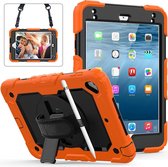 Schokbestendige kleurrijke silicagel + pc-beschermhoes voor iPad Mini 2019 / Mini 4, met houder & schouderriem & polsriem & pensleuf (oranje)