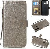 Geperst Printing Rattan Flower Pattern Horizontal Flip PU Leather Case for Galaxy A20 / A30 / A50, with Holder & Card Slots & Wallet & Photo Frame (Grey)