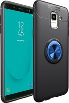 lenuo schokbestendige TPU-hoes voor Samsung Galaxy J6 Plus, met onzichtbare houder (zwart blauw)