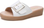 Casual Eenvoudig Antislip Slijtvaste Strandgesp Slippers met vierkante gesp voor Dames (Kleur: Wit Maat: 36)