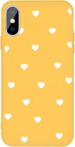 Voor iphone xs / x meerdere love-hearts patroon kleurrijke frosted tpu telefoon beschermhoes (geel)