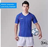 Voetbal / voetbalteam kort sportpak, blauw + wit (maat: XXXL)