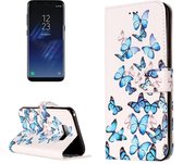 Voor Galaxy S8 Little Blue Butterfly Pattern Horizontal Flip Leather beschermhoes met houder & kaartsleuven & portemonnee