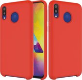 Effen kleur vloeibare siliconen schokbestendige hoes voor Galaxy M20 (rood)