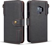 Koeienhuid textuur horizontale flip lederen case voor Galaxy S9, met houder & kaartsleuven & portemonnee & sling (zwart)