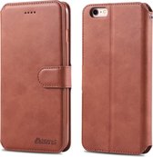 Voor iphone 6 plus / 6s plus azns kalf textuur magnetische horizontale flip pu lederen tas met houder en kaartsleuven en fotolijst (bruin)