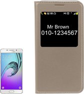 Voor Galaxy A5 (2017) / A520 Litchi Texture Horizontaal Flip PU Leren Case met Call Display ID (Goud)