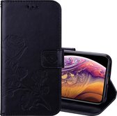 Rose reliÃ«f horizontaal Flip PU lederen tas voor iPhone XS Max, met houder & kaartsleuven & portemonnee (zwart)