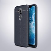 Litchi Texture TPU schokbestendig hoesje voor Nokia 7.1 Plus / X7 (marineblauw)