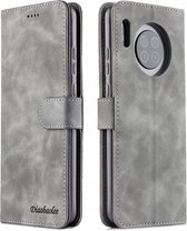Voor Huawei Mate 30 Diaobaolee Pure Fresh Grain Horizontale Flip Leather Case met houder en kaartsleuven (grijs)