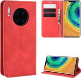 Voor Huawei Mate 30 Pro Retro-skin Business magnetische zuignap Case met houder & kaartsleuven & portemonnee (rood)