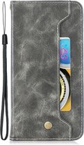 Voor Huawei Honor 10i koperen gesp nappa textuur horizontale flip lederen tas, met houder en kaartsleuven en portemonnee (grijs)