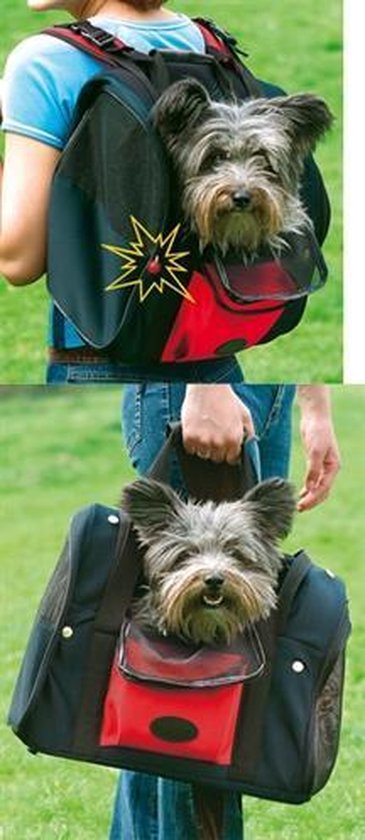 Flamingo Dieren Rugzak tot 6 kg - Zwart/rood - 44 x 30 x 21 cm